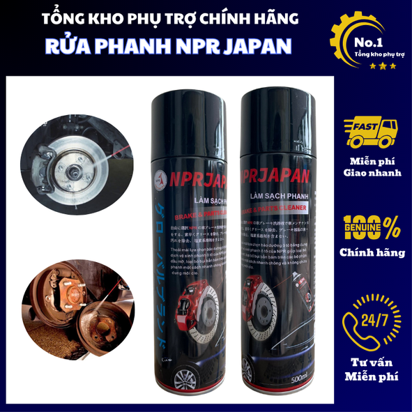 Dung dịch vệ sinh phanh, bố thắng - Vệ sinh thắng đĩa, tẩy dầu mỡ chính hãng NPR JAPAN