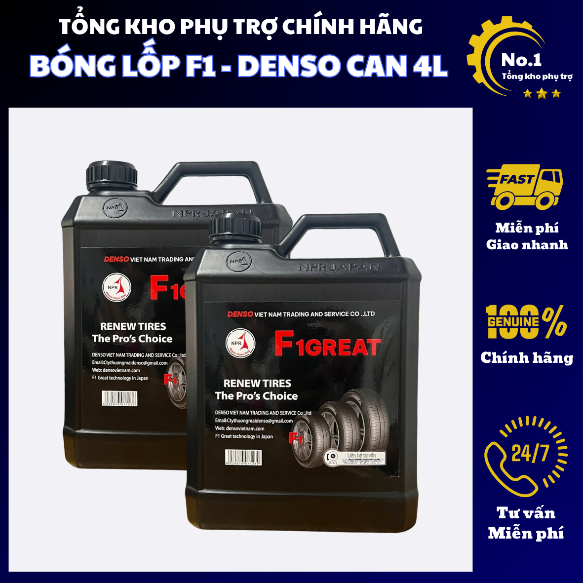 Dưỡng lốp ô tô - Bóng lốp ô tô xe máy - Phục hồi đen bóng chính hãng DENSO 4L